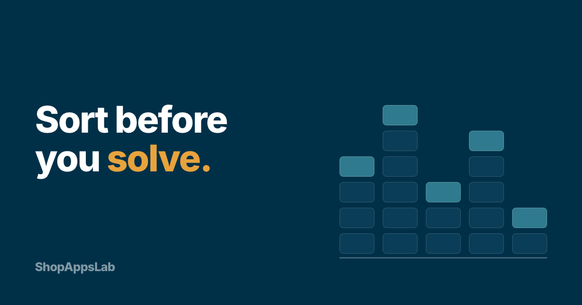Five columns of stacked message blocks of differing heights, sorted into separate piles