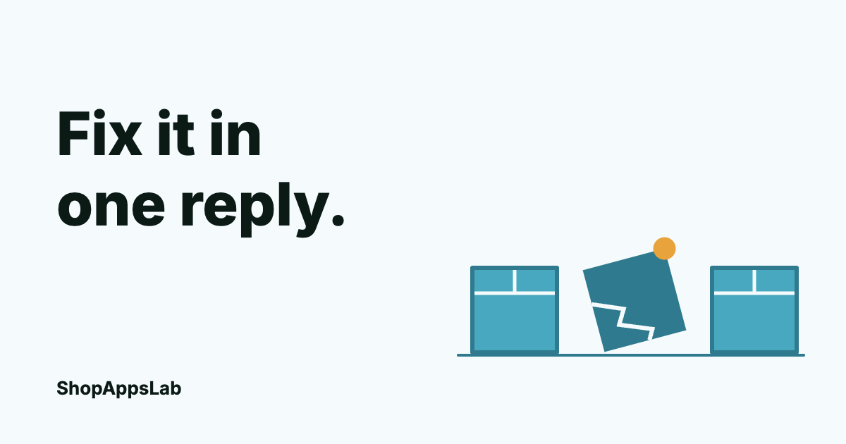 Three parcels in a row on a pale background, the middle one tilted and cracked, with an amber dot on its corner