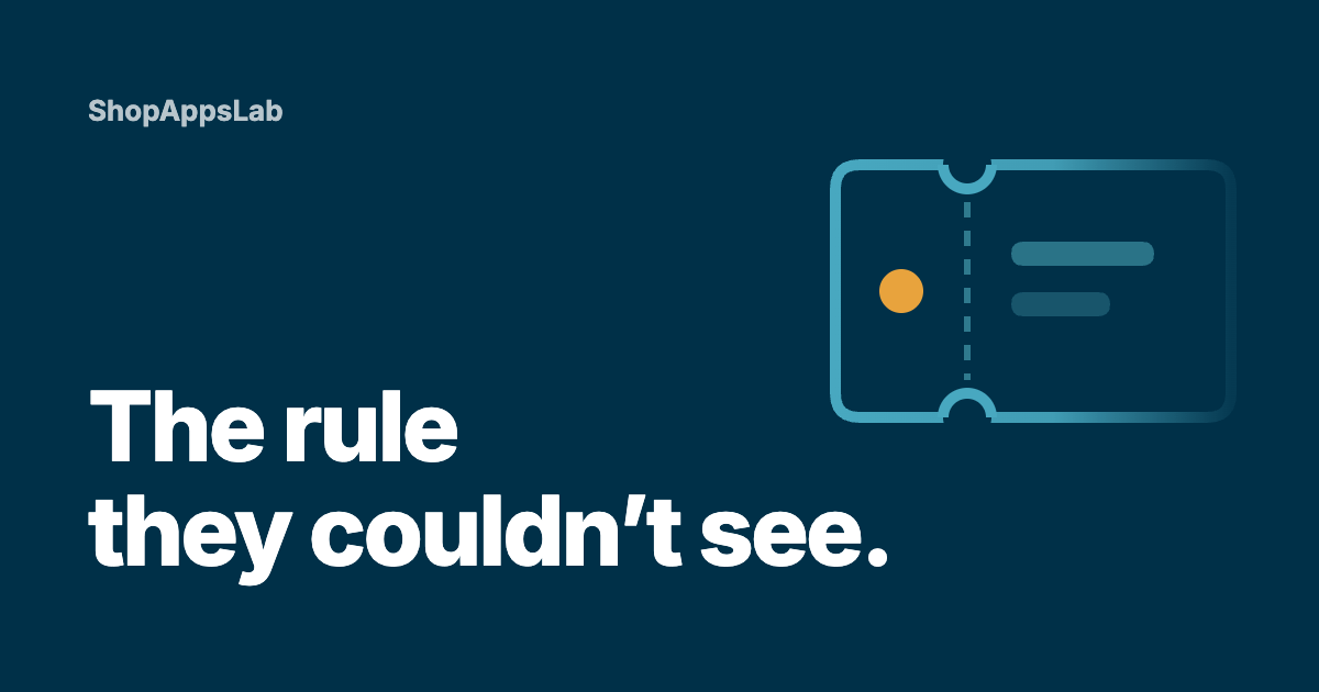 A coupon outline with a dashed tear line on a dark navy background, half of its edge fading out, with one amber dot